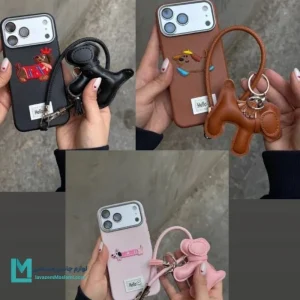 قاب گوشی سگ سوسیسی با بند چرمی و چارم عروسکی کد C3314 | لوازم جانبی مسلمی